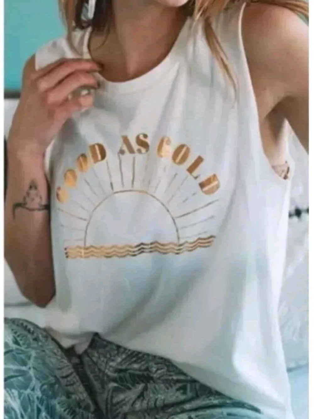 SALTWATER LUXE Good As‎ Gold Sleeveless Tank